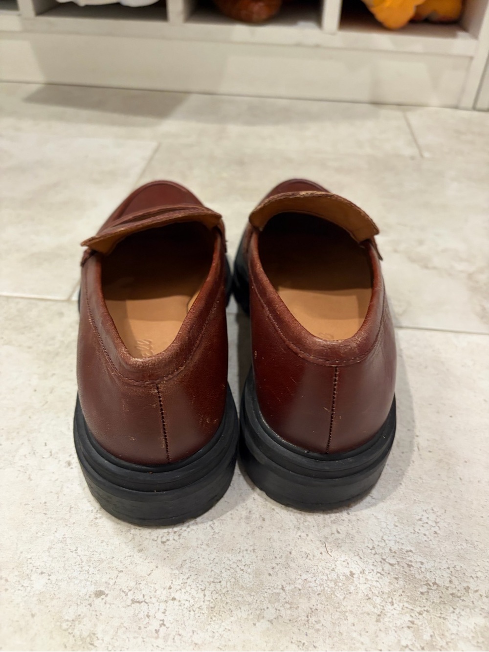 Madewell Burgundy Leather Lug Sole Penny Loafers - Picture 7 of 8